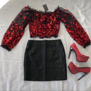 Faux leather mini skirt by Suzy Shier